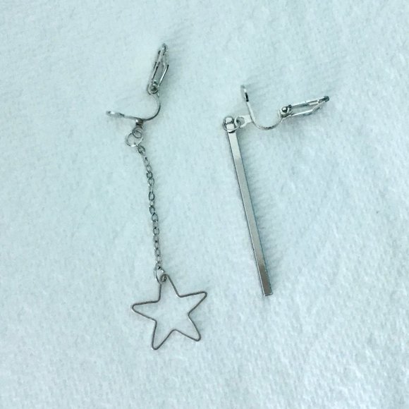 Asymmetric Star Clip-On Earrings - Picture 1 of 1